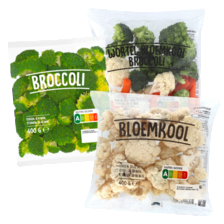 Bloemkool-, broccoliroosjes of wortel-bloemkool-broccoli mix